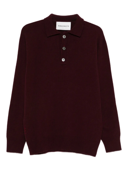  Amaranto Buttoned Collar Sweater - Purple 
