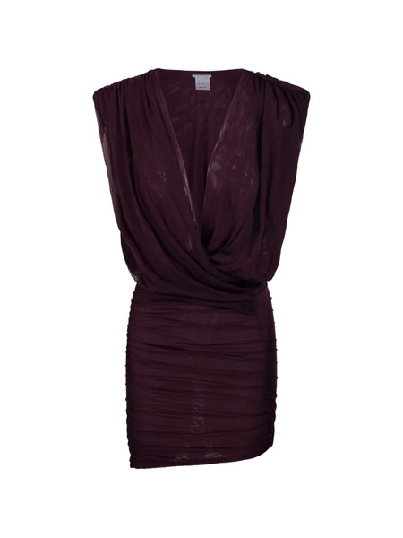  Amazuìn Candice V-neck Draped Mini Dress - Red 
