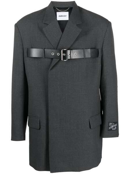  Ambush Belted-detail Virgin-wool Blazer - Grey 