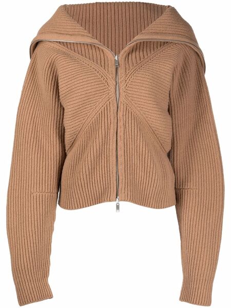  Ambush Folded-collar Zipped Cardigan - Neutrals 