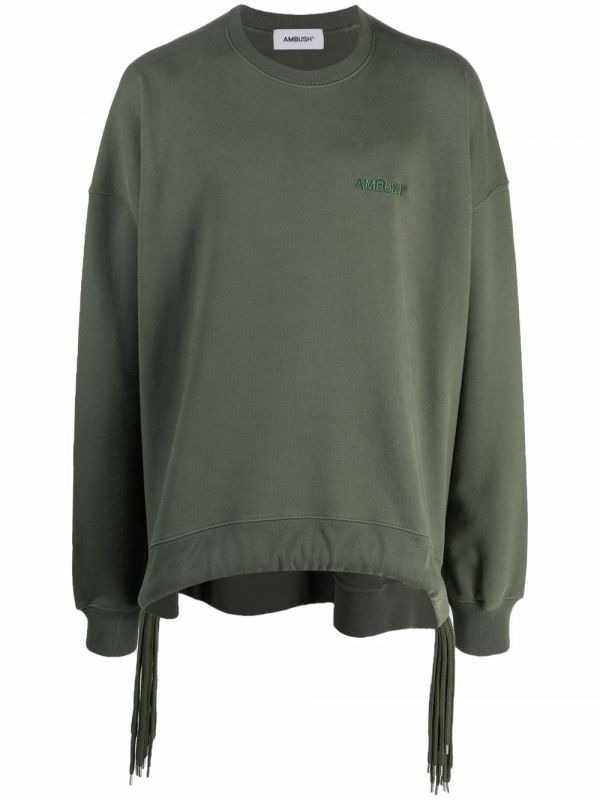 Ambush Fringed-hem Sweatshirt - Green 