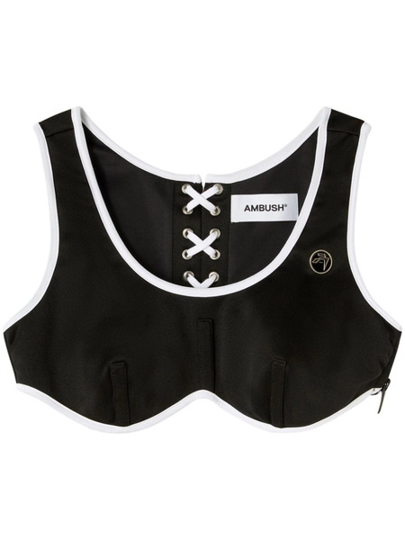  Ambush Lace-up Cropped Top - Black 