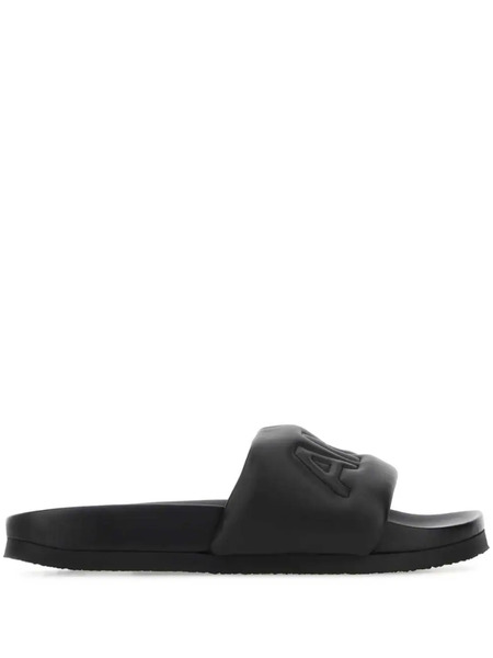  Ambush Logo-embossed Leather Slippers - Black 