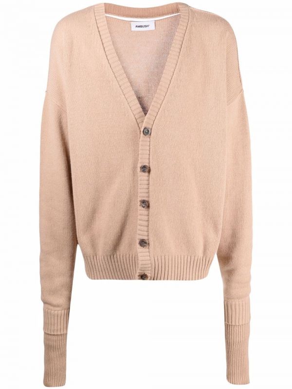  Ambush Logo-intarsia Cardigan - Neutrals 