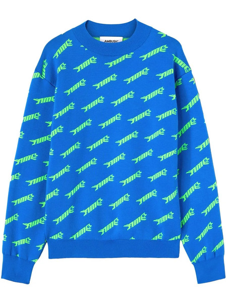  Ambush Logo-intarsia Crew-neck Jumper - Blue 