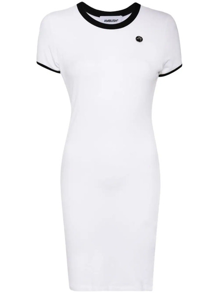 Ambush Logo-plaque Fine-knit Minidress - White 