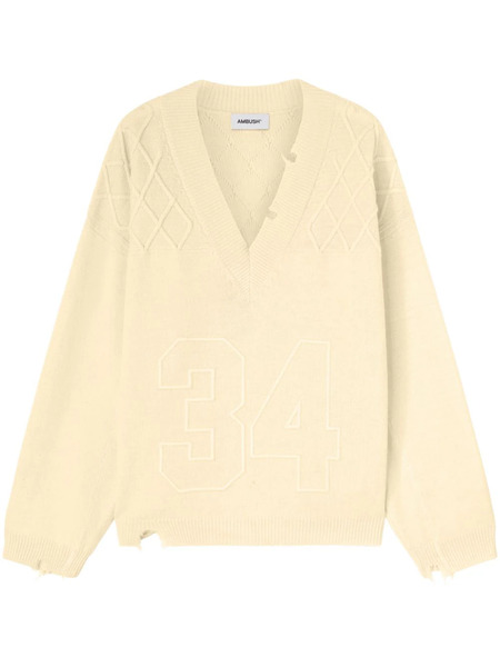  Ambush Number-embroidered Jumper - Neutrals 