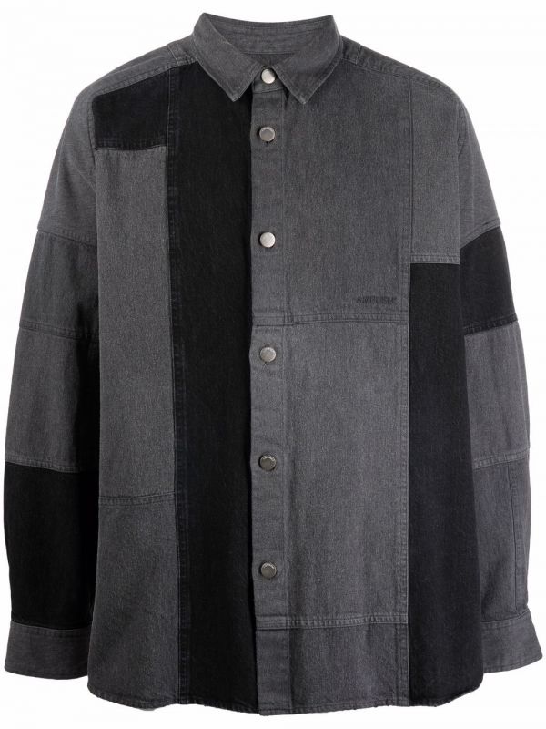  Ambush Patchwork Denim Shirt - Black 