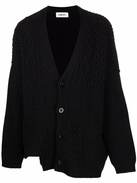  Ambush Patchwork Knitted Cardigan - Black 