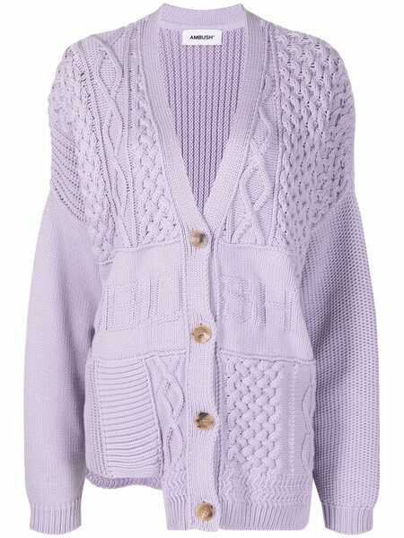  Ambush Patchwork Knitted Cardigan - Purple 
