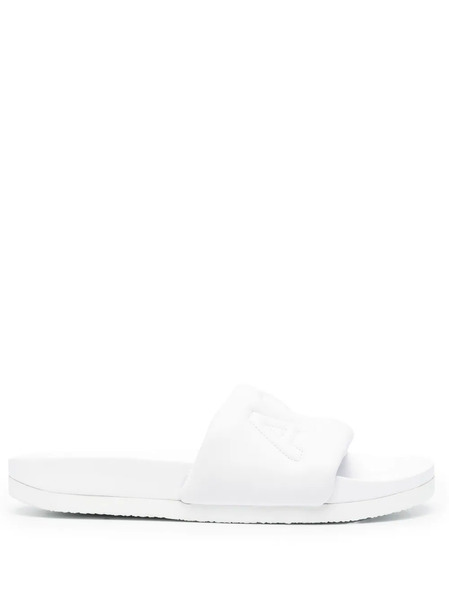  Ambush Quilted-logo Leather Slides - White 
