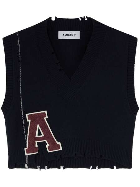  Ambush Raw-cut Knitted Vest - Blue 