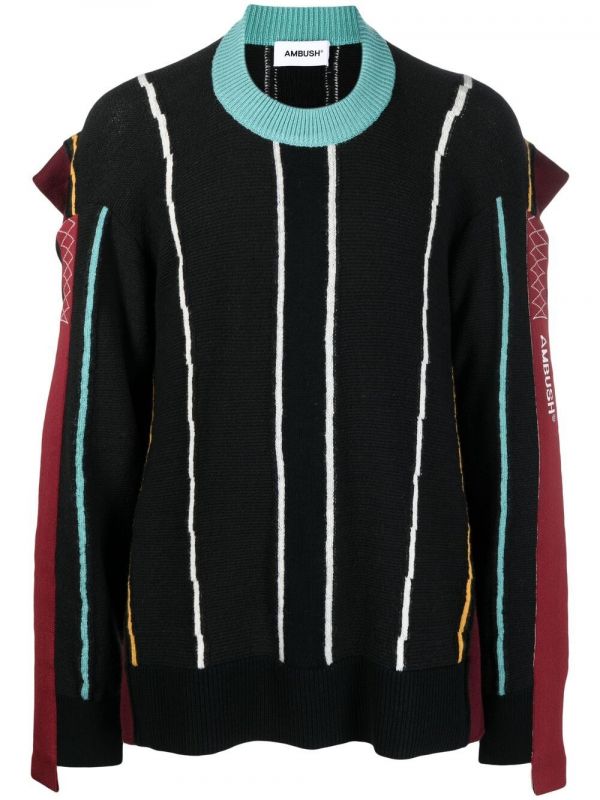  Ambush Striped-knit Jumper - Black 