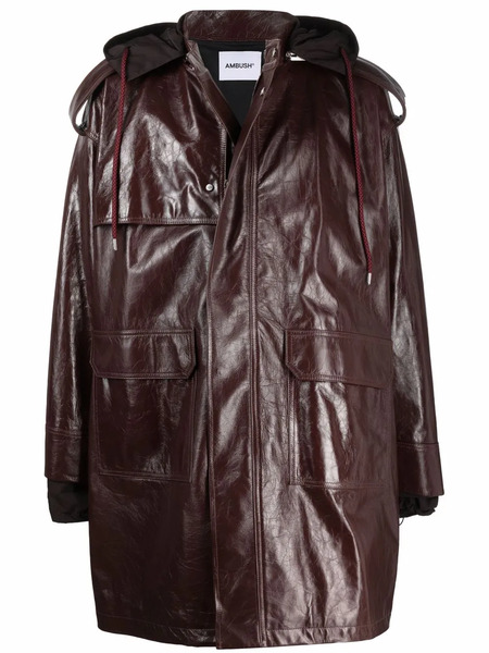  Ambush Zipped-up Leather Coat - Brown 