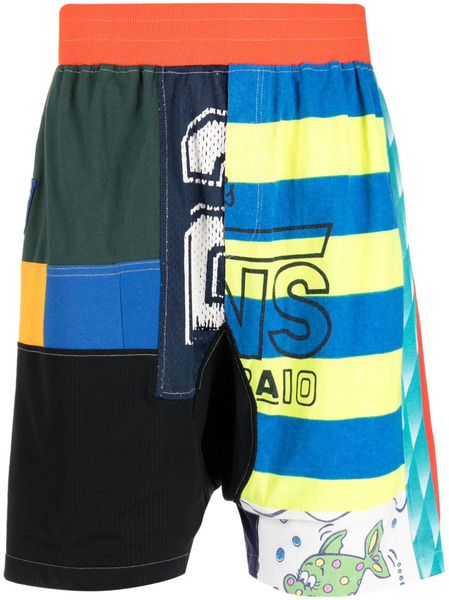  Amen Patchwork-design Track Shorts - Multicolour 
