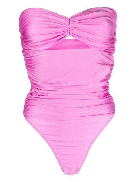  Amen Ruched-effect Strapless Swimsuit - Pink 