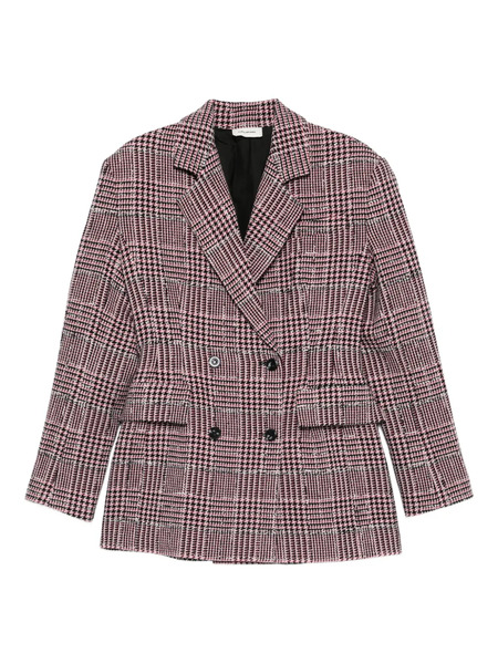  A.m.g. Double-breasted Check-pattern Blazer - Pink 