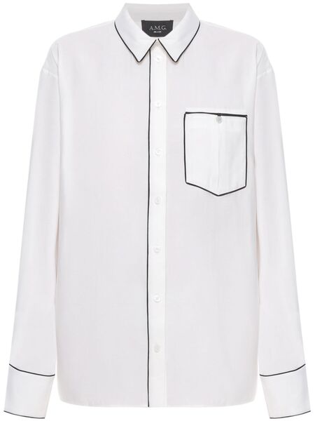  A.m.g. Piped-trim Shirt - White 