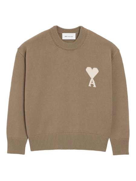  Ami Paris Ami De Coeur Crew-neck Sweater - Neutrals 