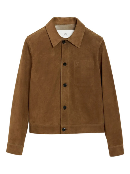  Ami Paris Ami De Coeur Leather Buttoned Jacket - Brown 