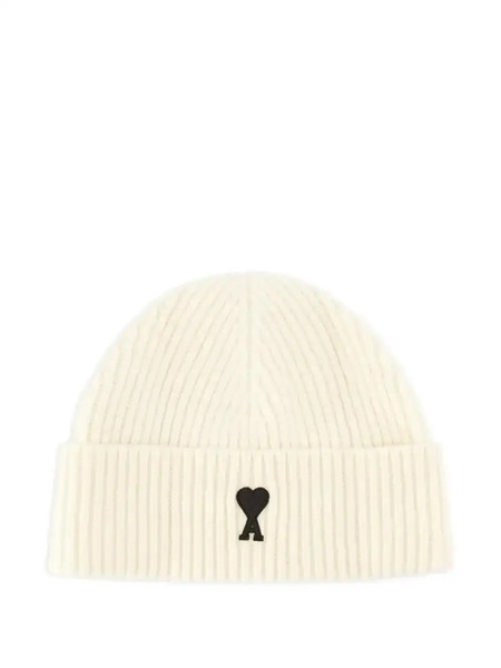  Ami Paris Ami De Coeur Wool Beanie - Neutrals 