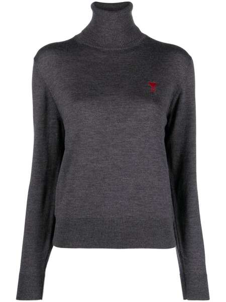  Ami Paris Ami De Coeur Wool Jumper - Grey 
