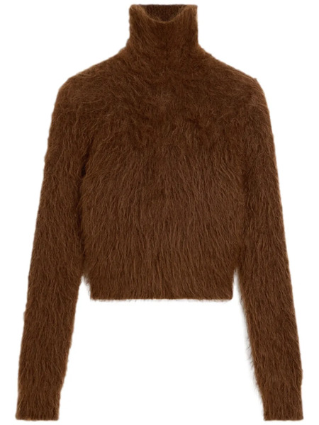  Ami Paris Brushed-effect Roll-neck Jumper - Brown 