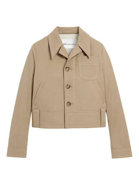  Ami Paris Buttoned Cropped Jacket - Neutrals 