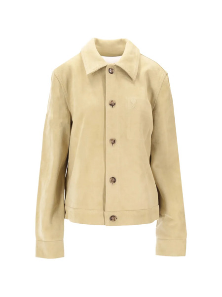  Ami Paris Buttoned Leather Jacket - Neutrals 