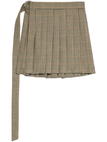  Ami Paris Check-print Pleated Miniskirt - Neutrals 