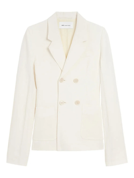  Ami Paris Double Breasted Patch Blazer - Neutrals 