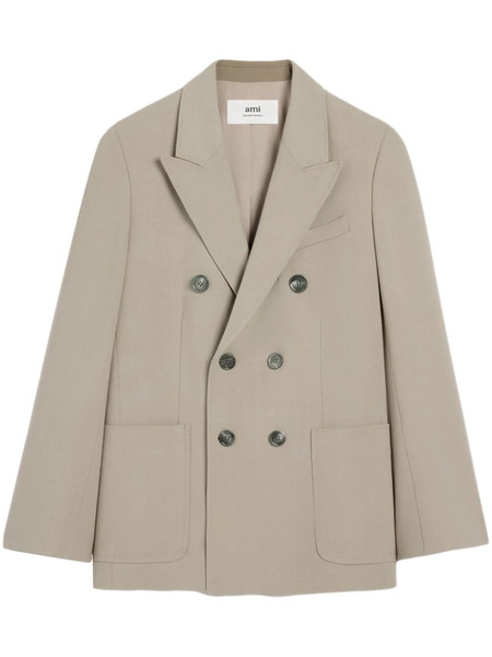  Ami Paris Double-breasted Peak-lapel Blazer - Neutrals 