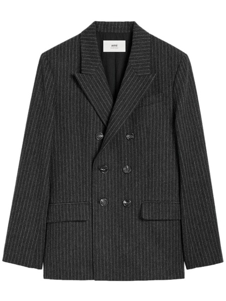  Ami Paris Double-breasted Wool Blazer - Grey 