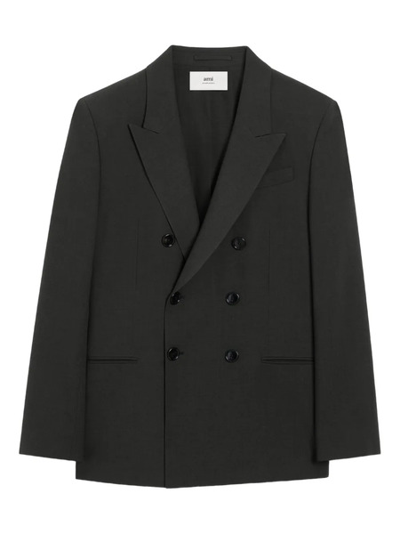  Ami Paris Double-breasted Wool Blazer - Grey 