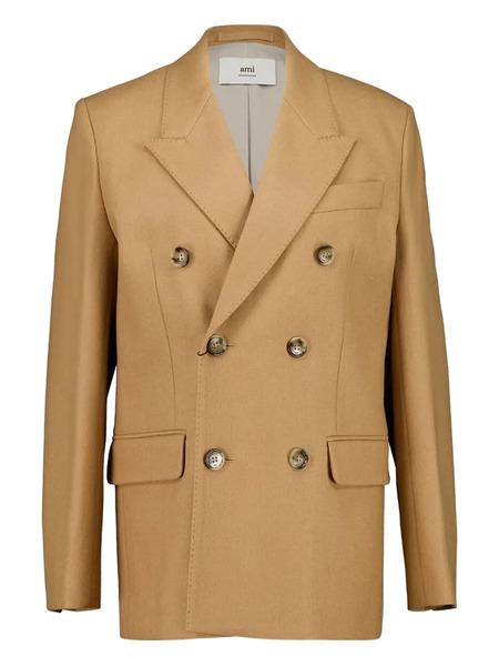  Ami Paris Double-breasted Wool Blazer - Neutrals 