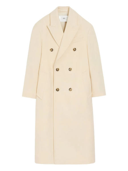  Ami Paris Double-breasted Wool Coat - Neutrals 