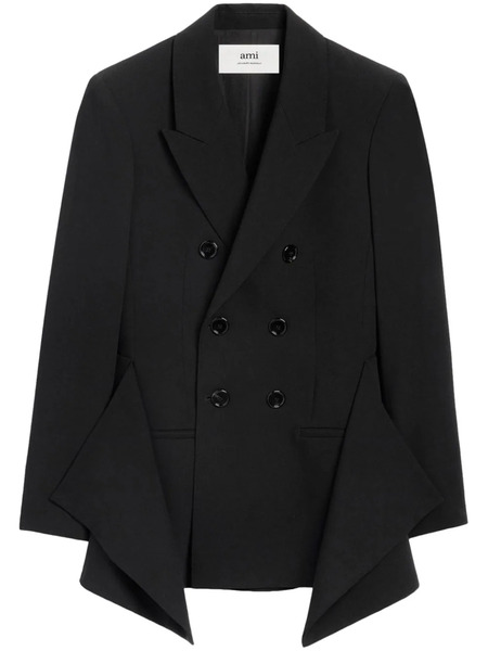  Ami Paris Draped-panel Virgin Wool Blazer - Black 
