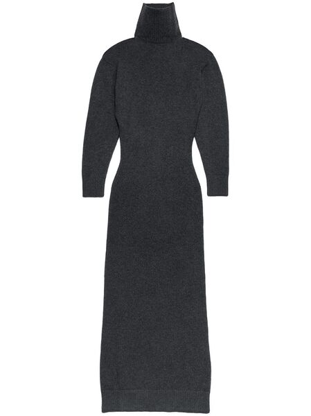  Ami Paris Elbow-patch Knitted Maxi Dress - Grey 