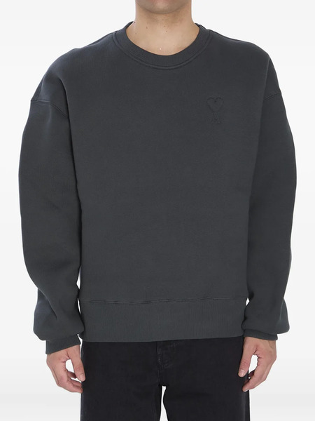  Ami Paris Embroidered-logo Fleece Sweatshirt - Grey 