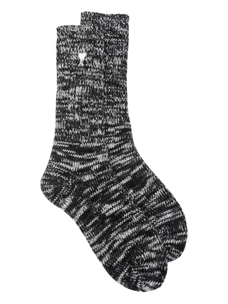  Ami Paris Embroidered Socks - Black 