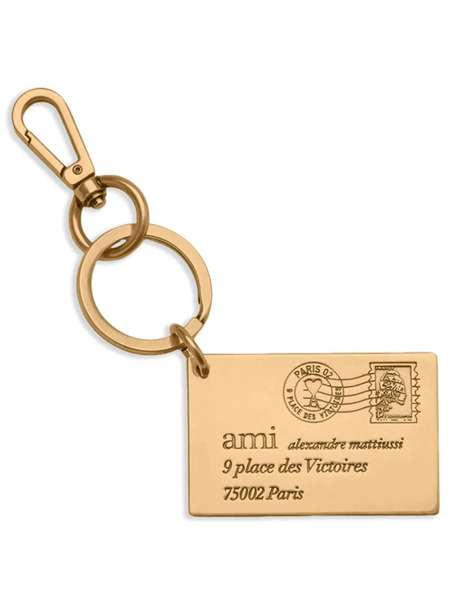  Ami Paris Enveloppe Logo-debossed Keyring - Gold 