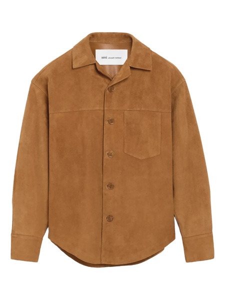  Ami Paris Goat Suede Buttoned Overshirt - Brown 