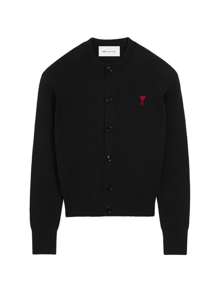  Ami Paris Heart Button Wool Cardigan - Black 