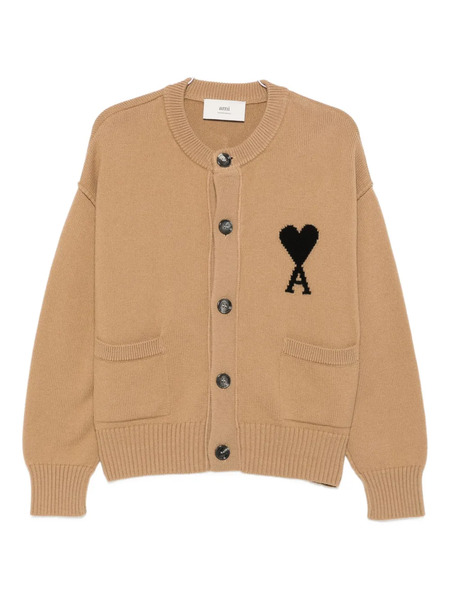  Ami Paris Heart-logo Buttoned Cardigan - Neutrals 