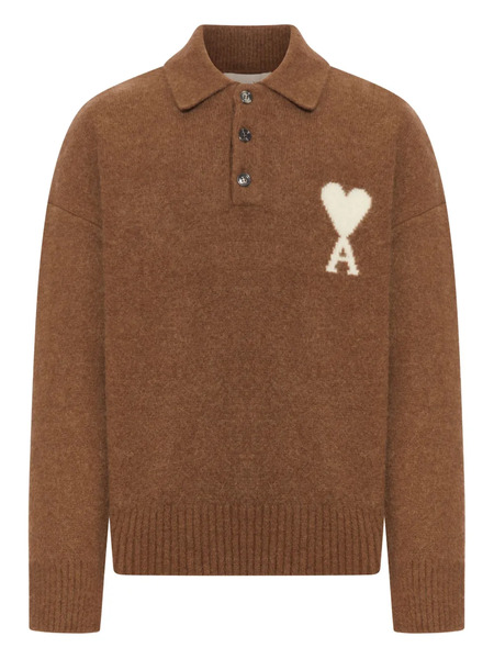  Ami Paris Heart-logo Sweater - Brown 