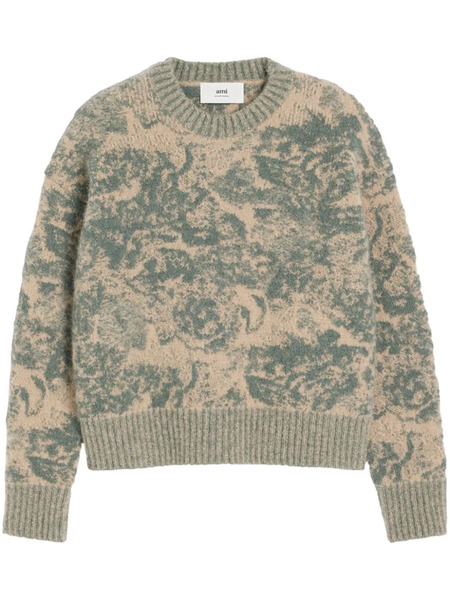  Ami Paris Jacquard Wool Blend Jumper - Neutrals 
