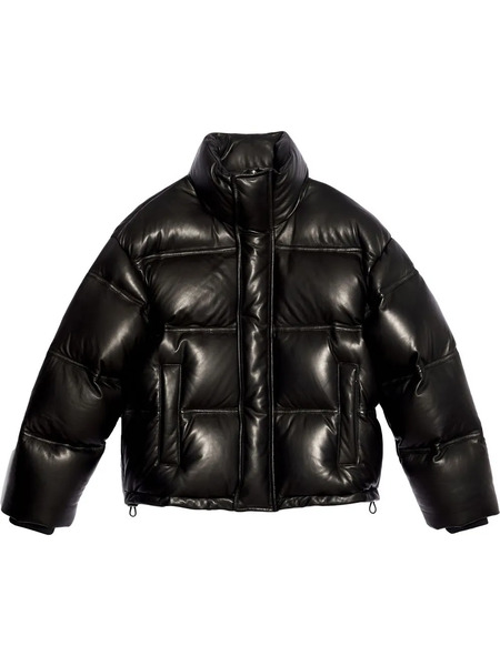  Ami Paris Leather Down Jacket - Black 