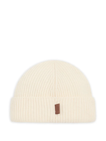 Ami Paris Leather-label Wool Beanie Hat - Neutrals 
