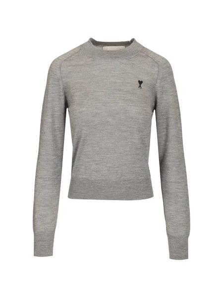  Ami Paris Logo-embroidered Sweater - Grey 