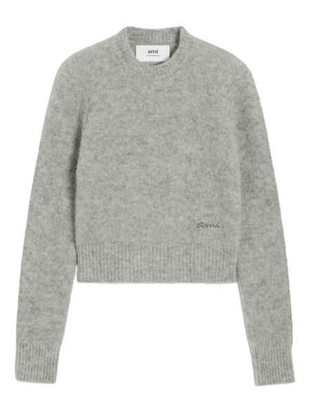  Ami Paris Logo-embroidery Crew-neck Sweater - Grey 